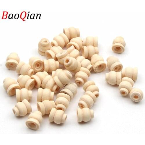 50PCS Wood Color Buddha Head Wooden Beads DIY Vase Modeling Beads Making Bracelet Jewelry Accessories 8x9mm