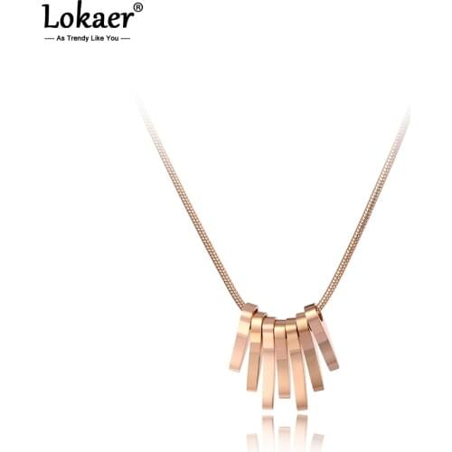 Lokaer Trendy Bohemia Geometry Charm Pendant Necklaces For Women Girls Titanium Stainless Steel Chain Necklace Jewelry N19132