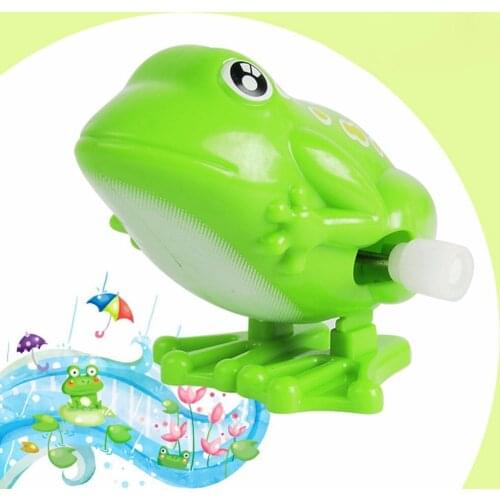 Baby Kids Toys Wind Up Clockwork Toy Mini Pull Back Jumping Frog Toys for Children Boys Green Wind Up Jumping Toy
