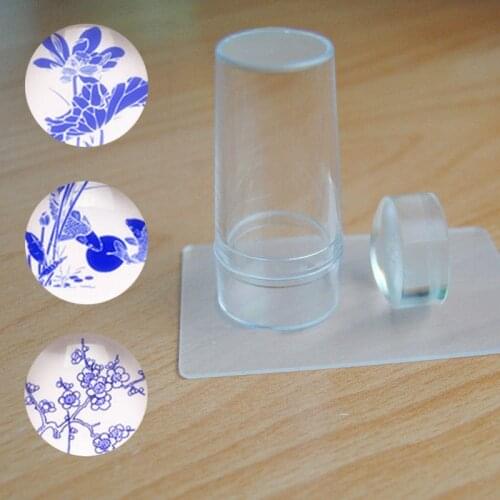 2017 New Pretty Double Silicone Stamper 2in1 Clear Jelly Nail Art Stamper&Scraper For Nail Art Image Stamping Transfer Tool