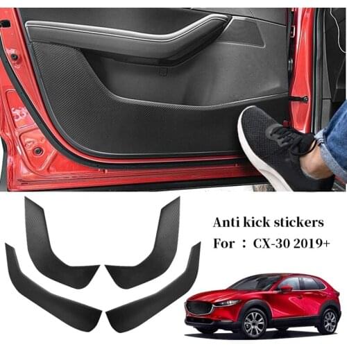 Car Carbon Fiber Door Anti-Kick Pad Side Edge Protection Mat Cover for Mazda CX-30 2019 2020