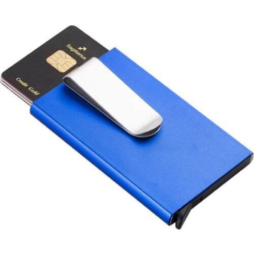 New RFID Aluminum Alloy Mini Card Holder Wallet Antimagnetic Metal Men Credit ID Card Case Small Slim Purse with Dollar Clip