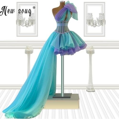 Colorful Short Cocktail Party Dresses One Shoulder Bow Corset Prom Dresses Wedding Gown Evening Dress Chic Homecoming Dress