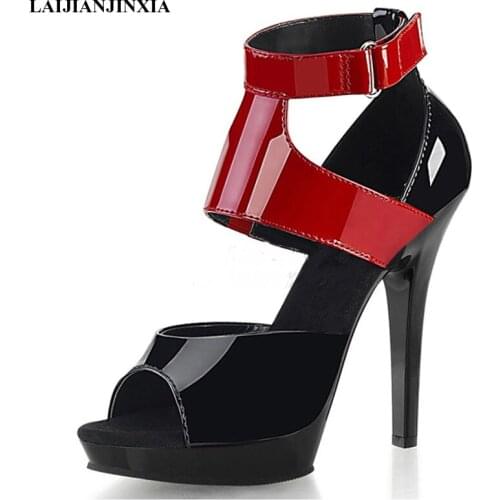 LAIJIANJINXIA New Women Summer Sandals Fashion Shoes Ladies Party Sandal Shoes 13 CM High Heels Shoes Womens Sandals