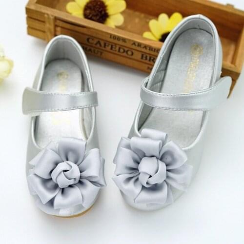 Hot Spring Autumn Little Girls Leather Shoes with Rose Flower Fashion Princess Slip-on Children Flat Shoes for Girls Shoess