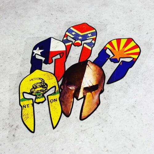 LuLuSticker#119 10cm Spartan Helmet Reflective Cartoon Motorcycle Car Stickers and Decals Game Bike Scratches Cover Mask Sticker