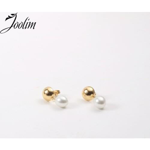 Tarnish Free PVD Gold Finish French Retro Special-shaped Pearl Earring Stainless Steel Tarnish Free Gold Jewelry Wholesale