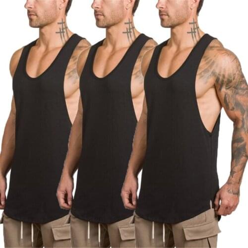 3 Pack Gym Tank Top Mens Muscle Guys Solid Workout Vest Fitness Sleeveless Shirt Cotton Fashion Clothing Bodybuilding Singlets