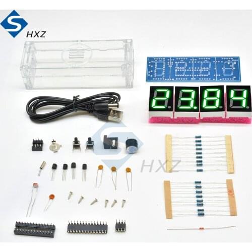 DIY Clock Kit Digital Tube Temperature Slarm Week Display 51 MCU DS1302 DIY Electronic Kit Soldering Subjest Assembly