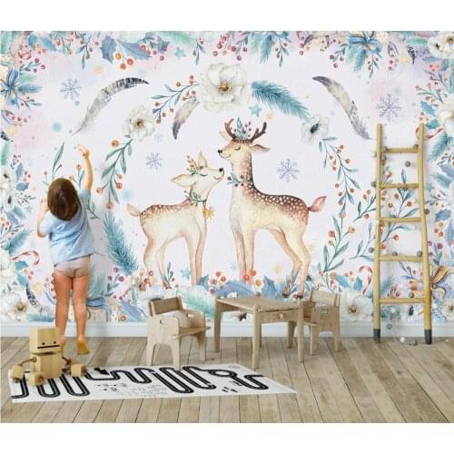 Bacal 3D Kids Wallpaper Mural Cartoon World Deer Photo Wall Paper Childrens Room Background Wall Custom 3D Wall Murals