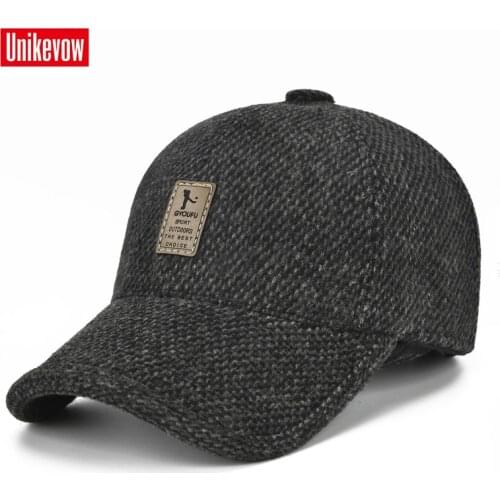 UNIKEVOW New arrivel Sport winter baseball caps with ears Casual winter hat warm caps for men golf hat