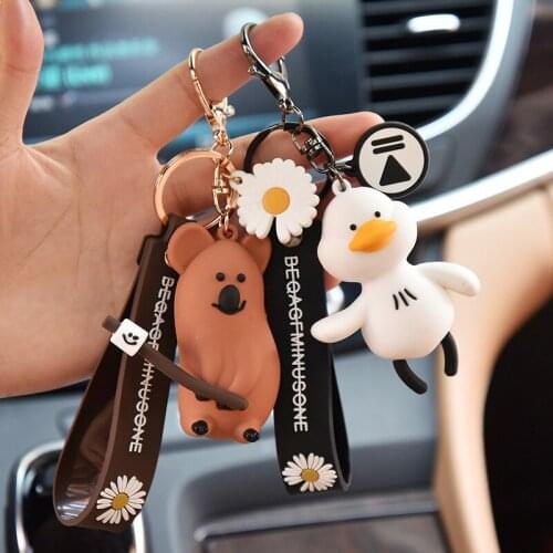 New Smiley Doll Duck Koala Keychain Pendant Creative Personality Small Gift Key Ring Ornament K2474
