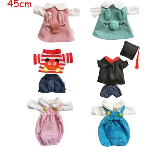 45cm Doll Clothes Outfit for Rabbit/Cat/Bear Plush Toys Graduation Suit Accessories Fit 1/4 BJD Dolls Girls Children Gifts