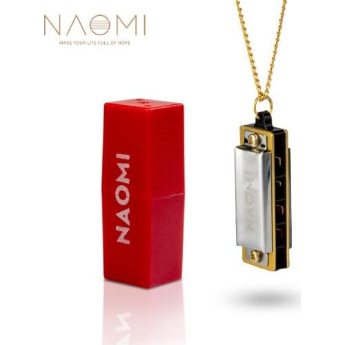 NAOMI 5pcs/1set 4 Holes Mini Harmonica Necklace Brass Reed +Environmental ABS Comb In Key of C Model Really Plays