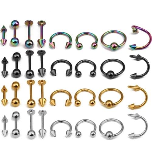 1Set Opean and American Fashion Mixed Suit Imitation Stainless Steel Allergic Nose Nail Body Piercing Jewelry
