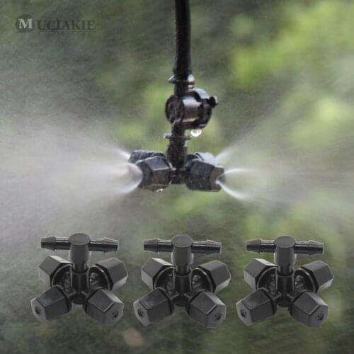 MUCIAKIE 3PCS Black Cross Misting Sprinkler with 4/7mm Tee Connector Nozzle Spray Garden Plant Flowers Drip Irrigation Garden