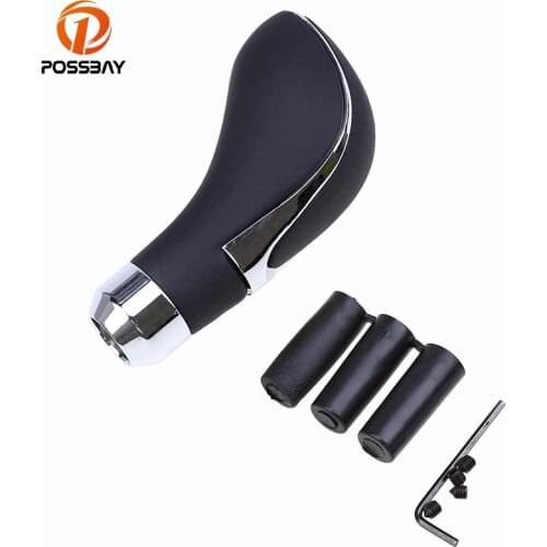 POSSBAY 5/6 Speed Aluminum Alloy Manual Car Gear Stick Shift Knob Shifter Lever Leather Gear Shift Knob for VW Interior Parts
