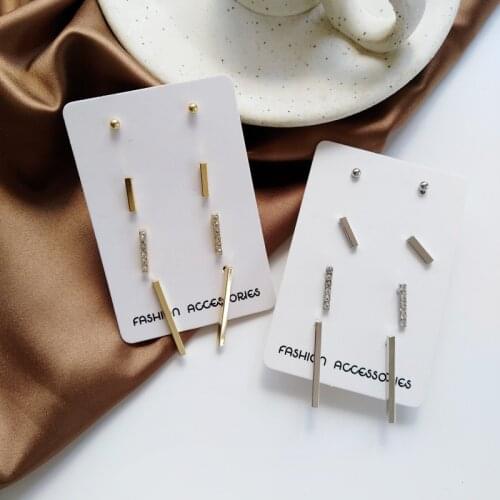 S925 needle 4 Pairs Per Set Earrings Golden Plating Shiny Small Metal Round Post Clear Crystal Stud Earrings Women Jewelry Gifts