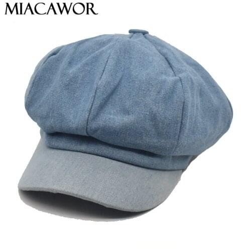 MIACAWOR Spring Autumn Octagonal Hats Women Korean Solid Color Beret Hat Cowboy Newsboy Cap Fashion Bone Gorras Painter Hat C1