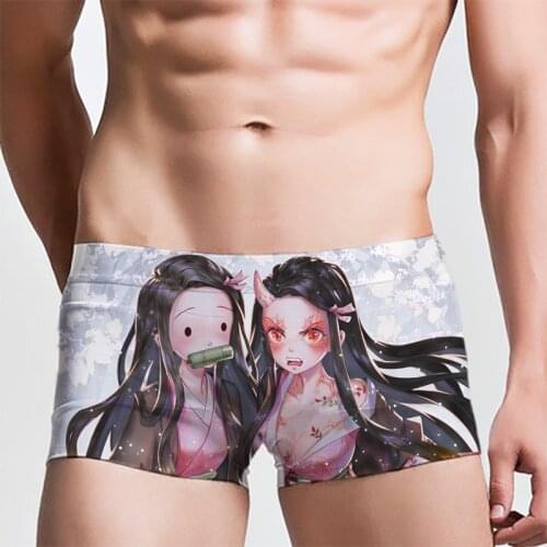 Anime Demon Slayer Kimetsu no Yaiba underpants Gay Cartoon boxer shorts man 3D prints male panties Breathable Underwear Costume