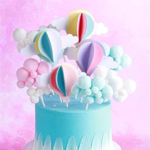 Baby Cake Decoration Hot Air Balloon Cloud Balloon Cake Topper Kids Birthday wedding Party Baby Shower Girl Cake Decor