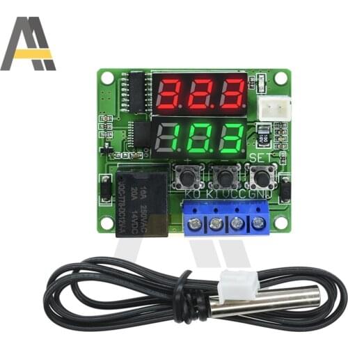 W1219 Dual LED Digital Thermostat Temperature Controller DC 5V 12V Temperature Regulator Switch Control NTC 10K Sensor Module