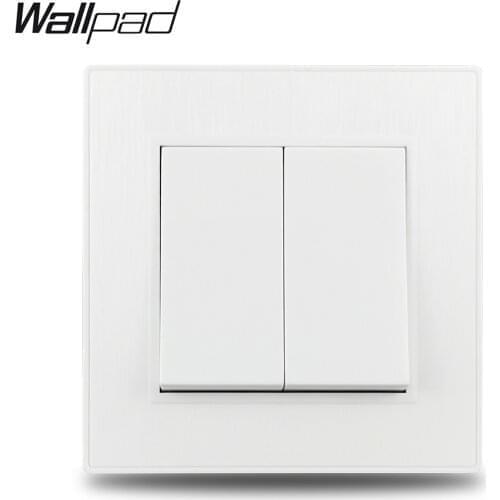 Wallpad S6 White 2 Gang Momentary Pulse Reset Switch Brushed PC Panel For Blinds Curtain Motor