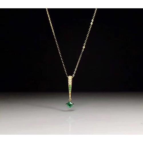 Fashion Natural green emerald Square Small Water drops pendant ring Natural Gemstone Jewelry Set 925 Silver Women party jewelry