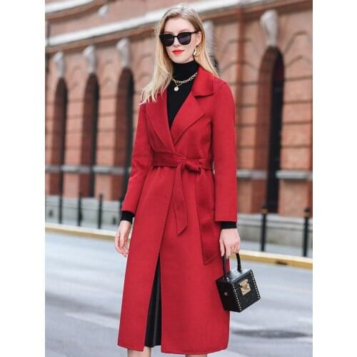 100% Real Wool Womens Coats Spring Autumn 2021 Korean Simple Female Jacket Double-sided Woolen Cloth Mujeres Abrigos Zjt2061