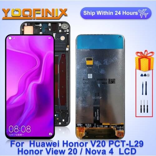 6.4"For Huawei Honor V20 LCD PCT-AL10 PCT-TL10 PCT-L29 Display Touch Replacement Parts For Huawei Nova 4 LCD View 20 Display