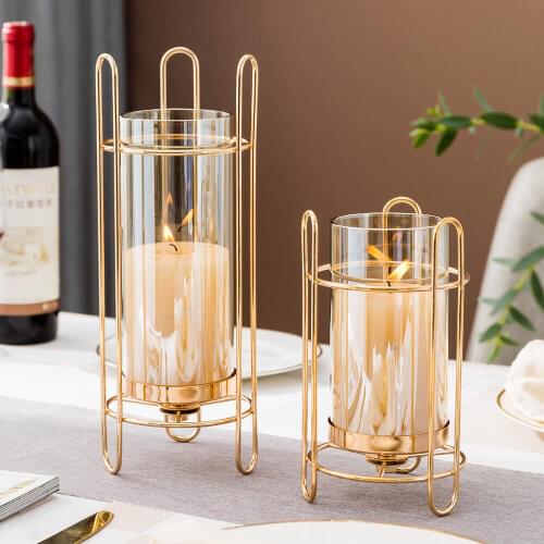 Light luxury Yuantong vertical glass candle holder home decoration living room study bedroom desktop creative Ornaments gift