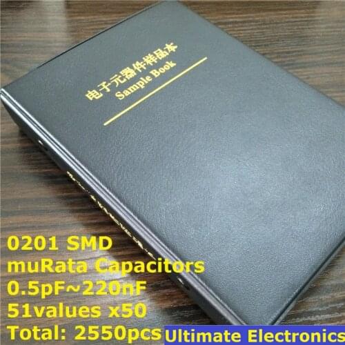 0201 Japan muRata GRM033 series SMD Capacitor Sample book Assorted Kit 51valuesx50pcs=2550pcs (0.5pF to 220nF)