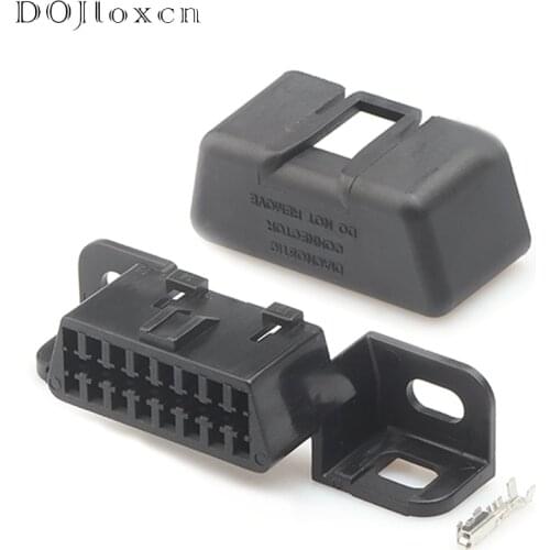 1/2/5 Sets 16 Pin Automobile Black Female Connector OBD2 Wire Sockets Obd Adapter Diagnostic Tool With 20cm Line MG610761-5