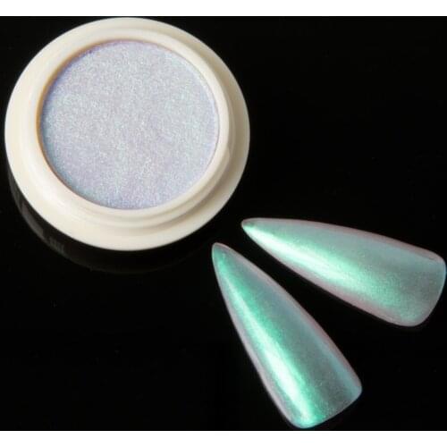 1g/Set Solid Aurora Powder and Brush Mirror Effect Chrome Ice Through Nude Chameleon For Nail Polish Decoration FT76