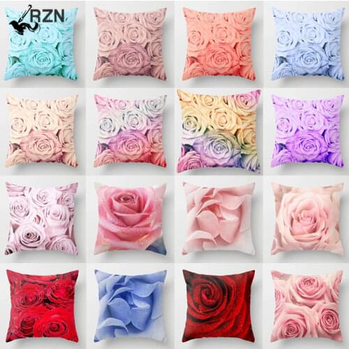 1Pcs Rose Flowers Cushion Cover 45*45cm Nordic Style Home Decoration Throw Pillow For Sofa Bed Car Pillow Case 40827