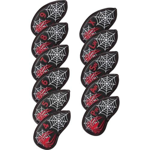 11PCS Embroidery Golf Irons Hybrid Headcovers Club PU Leather Training Aids