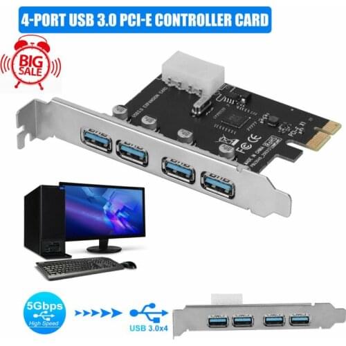 4 Port PCI-E To USB 3.0 HUB PCI Express Expansion Card Adapter 5 Gbps Speed USB 3 0 PCI E PCIe Express 1x For Desktop