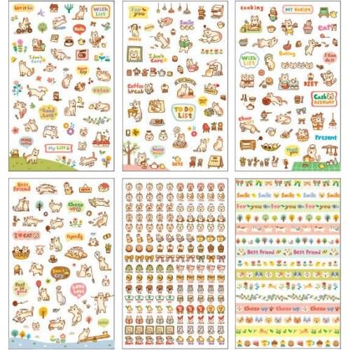 6 sheets/set Korea stationery Life Painting Diary stickers animal cute cats Decorative cartoon stickers child DIY toy