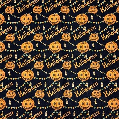 6x 50cm Cotton Fabric Cloth Skull Pumpkin Skull Halloween Decor for Sewing Craft