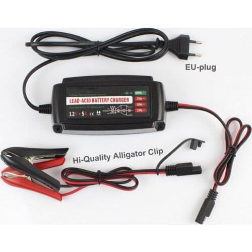 12V 5A Automatic Smart Battery Charger, Maintainer & Desulfator for Lead Acid Batteries, Waterproof Car Battery Charger