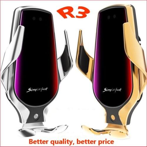 R3 Wireless Car Charger Automatic Clamp 10W Fast Charge Holder forIphone11pro XR XS forHuawei P30Pro Infrared Sensor Phone Mount