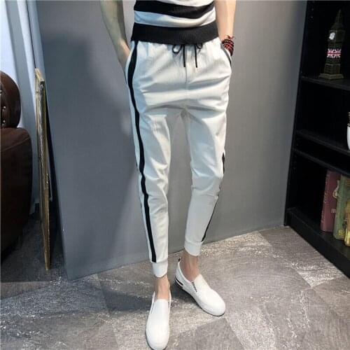 Pencil Pants mens summer 2021 ankle length pants mens spirit guy pants Korean slim casual pants feet pants trousers