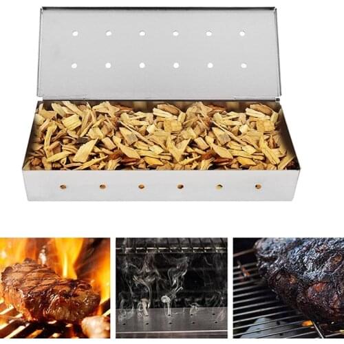 Wood Chips BBQ Smoker Box Charcoal Smoking Grill Fish Salmon Meat Stainless Steel Barbecue Cooking Tools Cold Smoke Generator