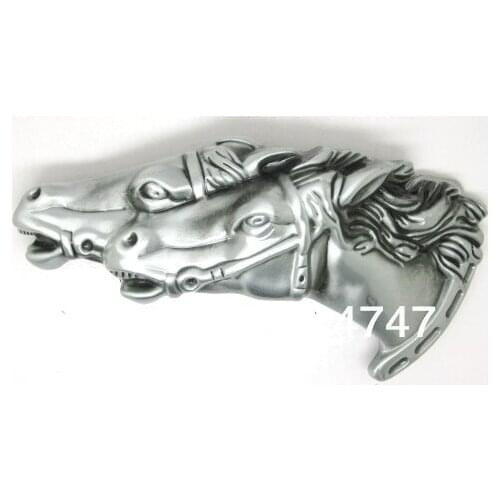 Two Horse Heads Western Belt Buckle