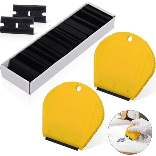 EHDIS 100pcs Plastic Blade Car Tools+2pcs Vinyl Wrap Film Sticker Remover Razor Scraper Window Tint Carbon Fiber Wrap Squeegee