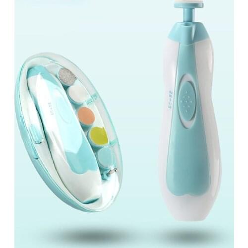 Electric nail polisher baby blue powder 6-piece electric nail clipper baby nail clipper manicure set baby newborns baby care Kit