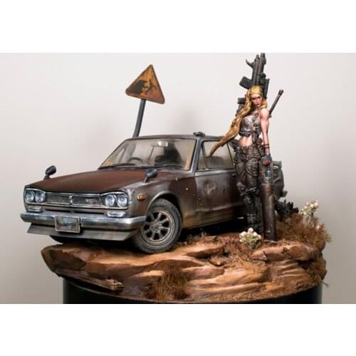 Resin Figure 1/24 ancient fantasy warrior woman stand Model Unassambled Unpainted Figure Building Kit