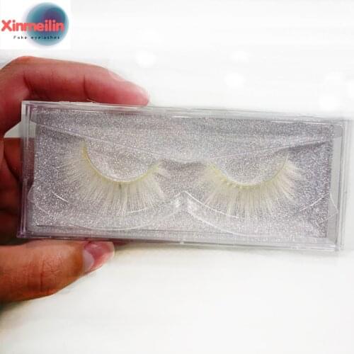 Hot Fashion 3D white mink lashes Halloween Party makeup Colored individual dramatic Cosplay false eyelashes Extension tools