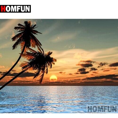 HOMFUN Full Square/Round Drill 5D DIY Diamond Painting "Sunset scenery" 3D Diamond Embroidery Cross Stitch Home Decor A21366