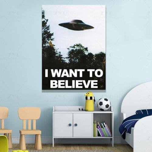 I WANT TO BELIEVE - The X Files Art Canvas UFO TV Series Print Canvas Painting Decorative Picture Home Decor